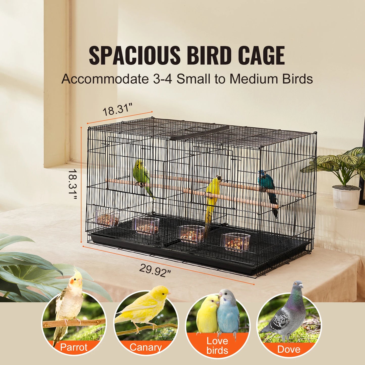 SucceBuy Stackable Divided Travel Bird Cage With Handle And Perch