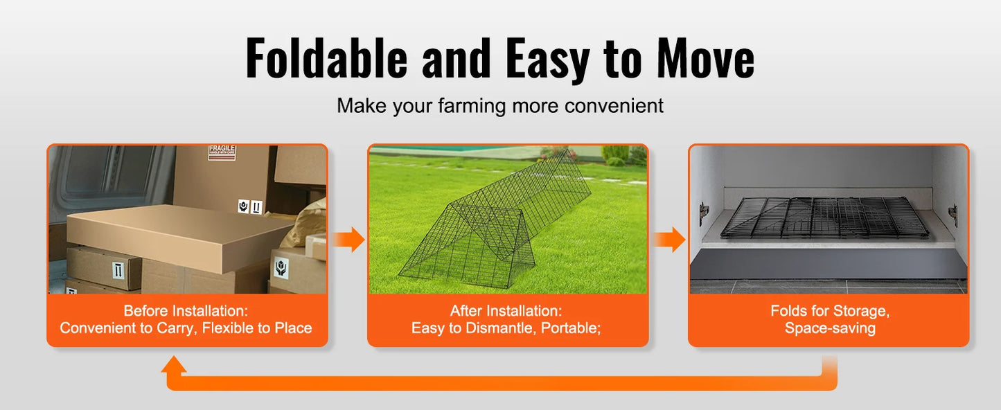 SucceBuy Portable Iron Chicken Tunnels For Secure Backyard Runs