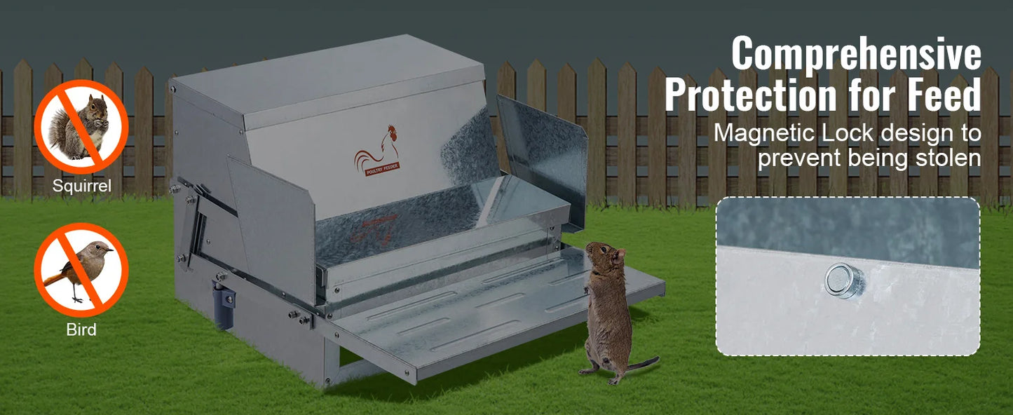 SucceBuy Automatic Chicken Feeder For Small Backyard Poultry