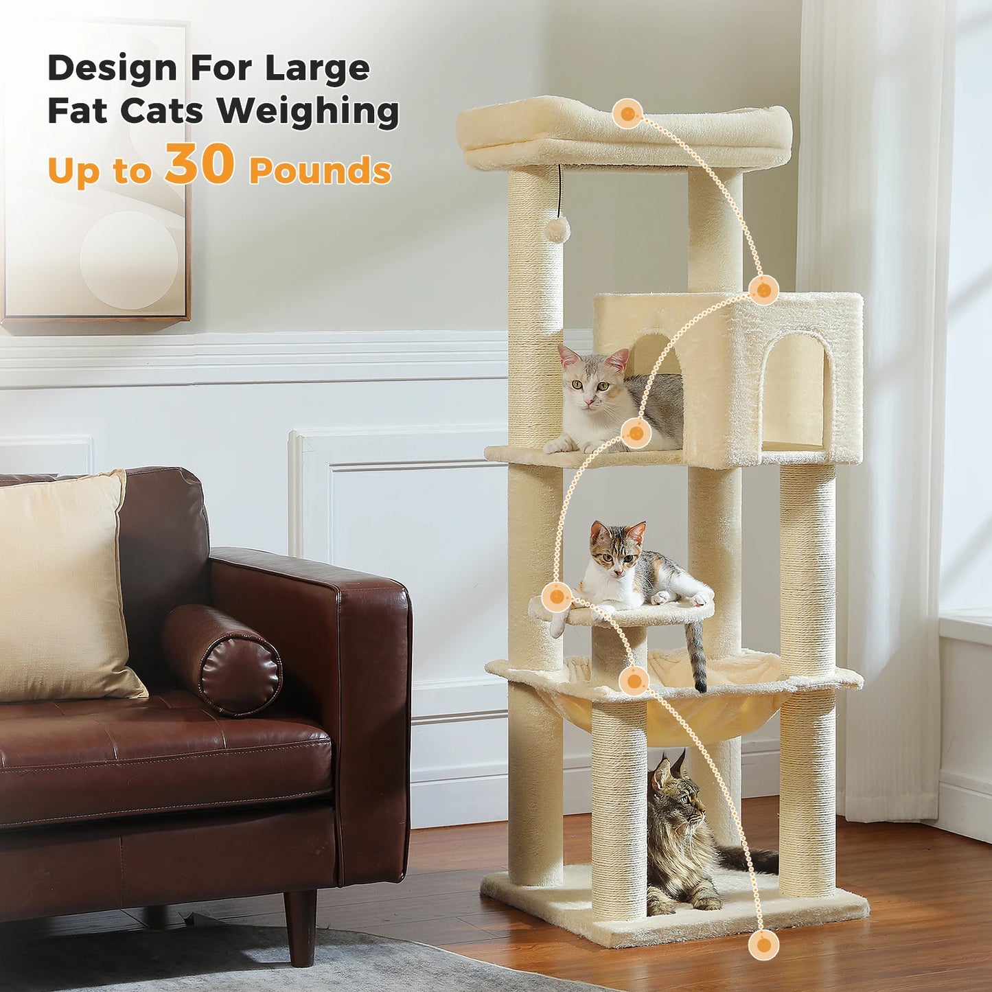 PAWZ Road Cat Tree With Four Tiers Scratching Posts