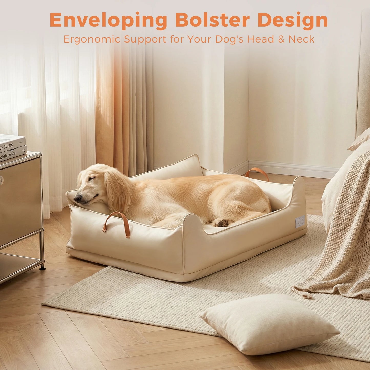 Leather Donut Dog Bed Plush Cushion for Large Dogs