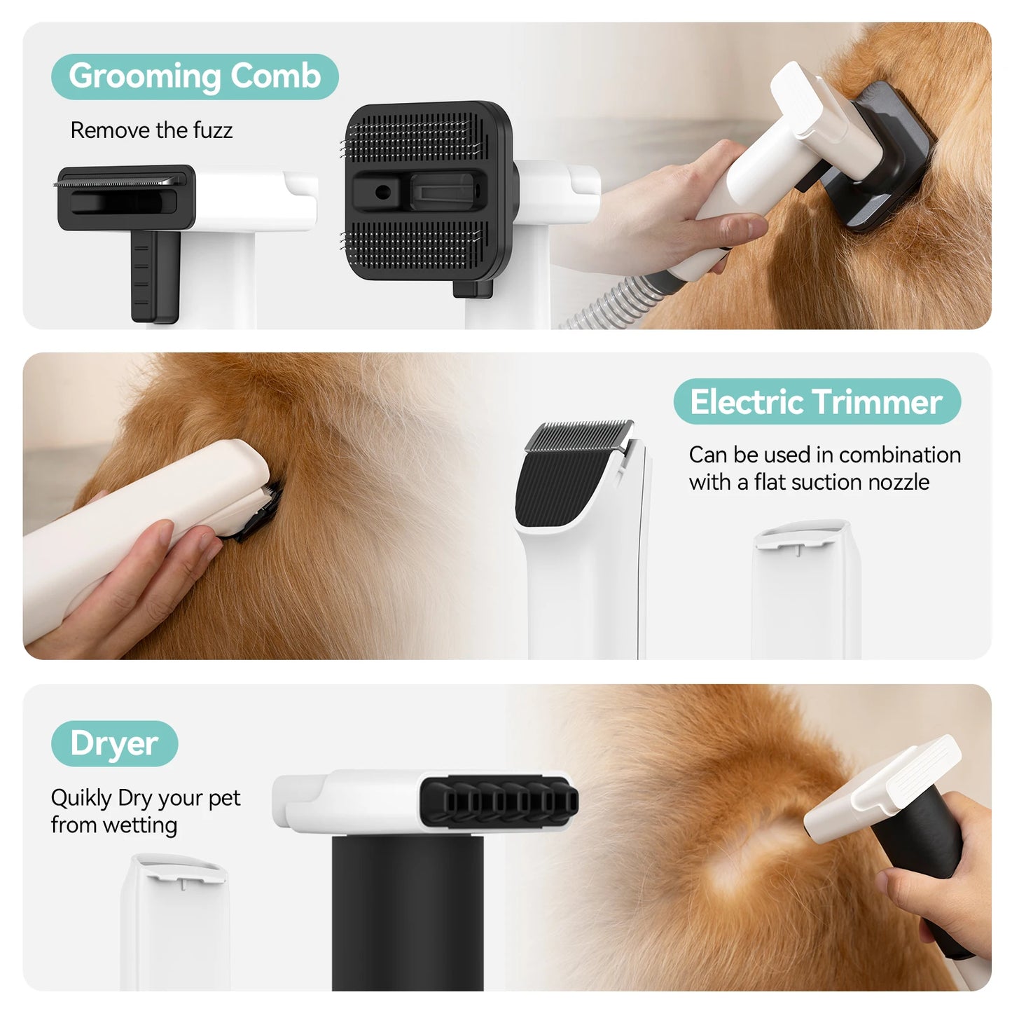 P1 Portable Pet Grooming Vacuum And Hair Dryer Set