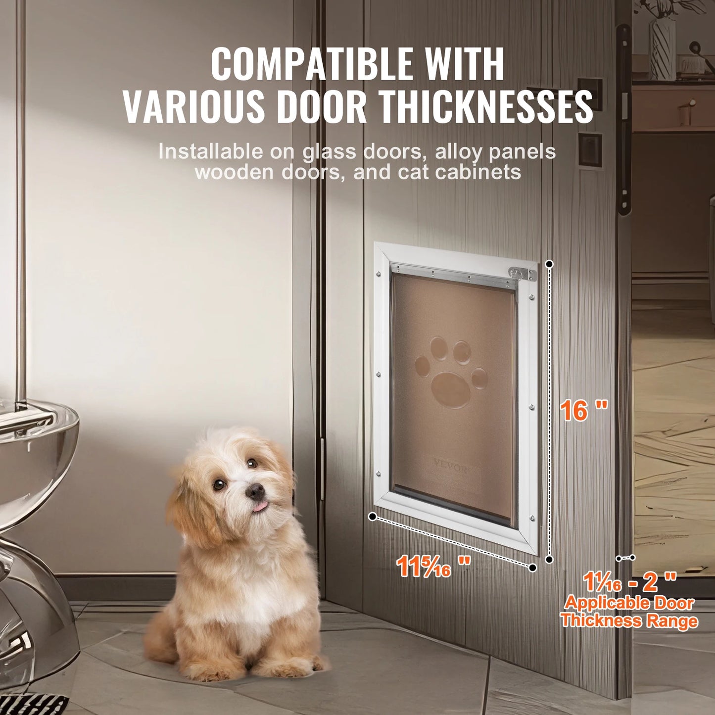 Pet Door Aluminum Frame With Lockable Flap System Weatherproof