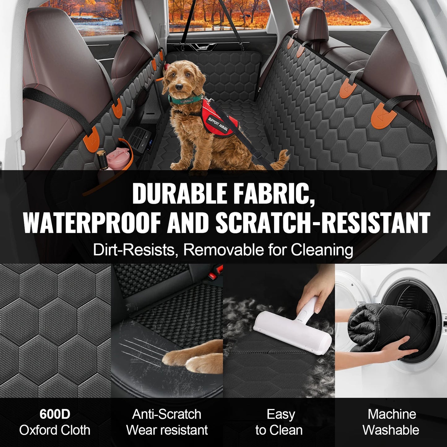 SucceBuy Back Seat Extender Dog Car Hammock With Mesh Window