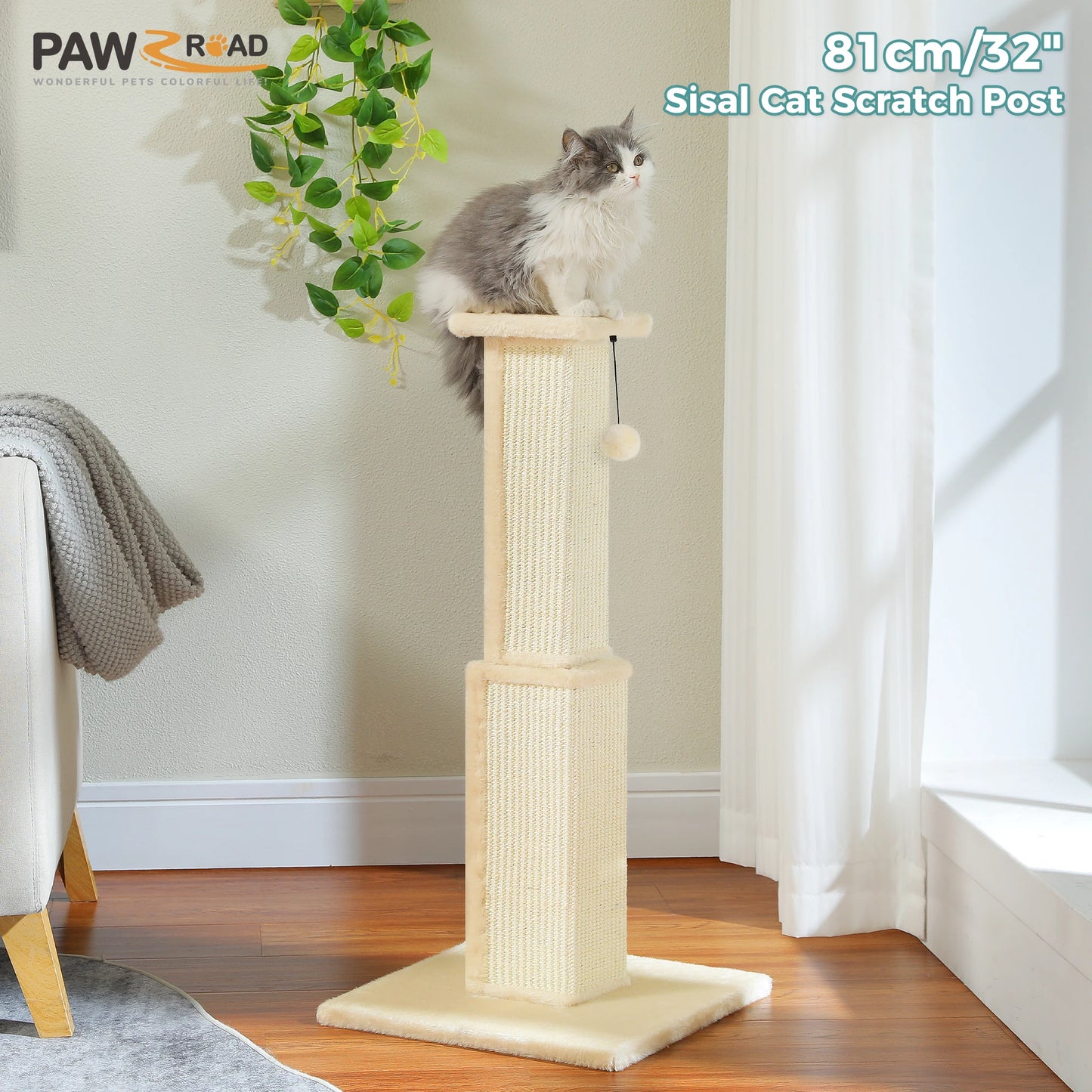 PAWZ Road Large Cat Scratching Post For Indoor Cats Sisal