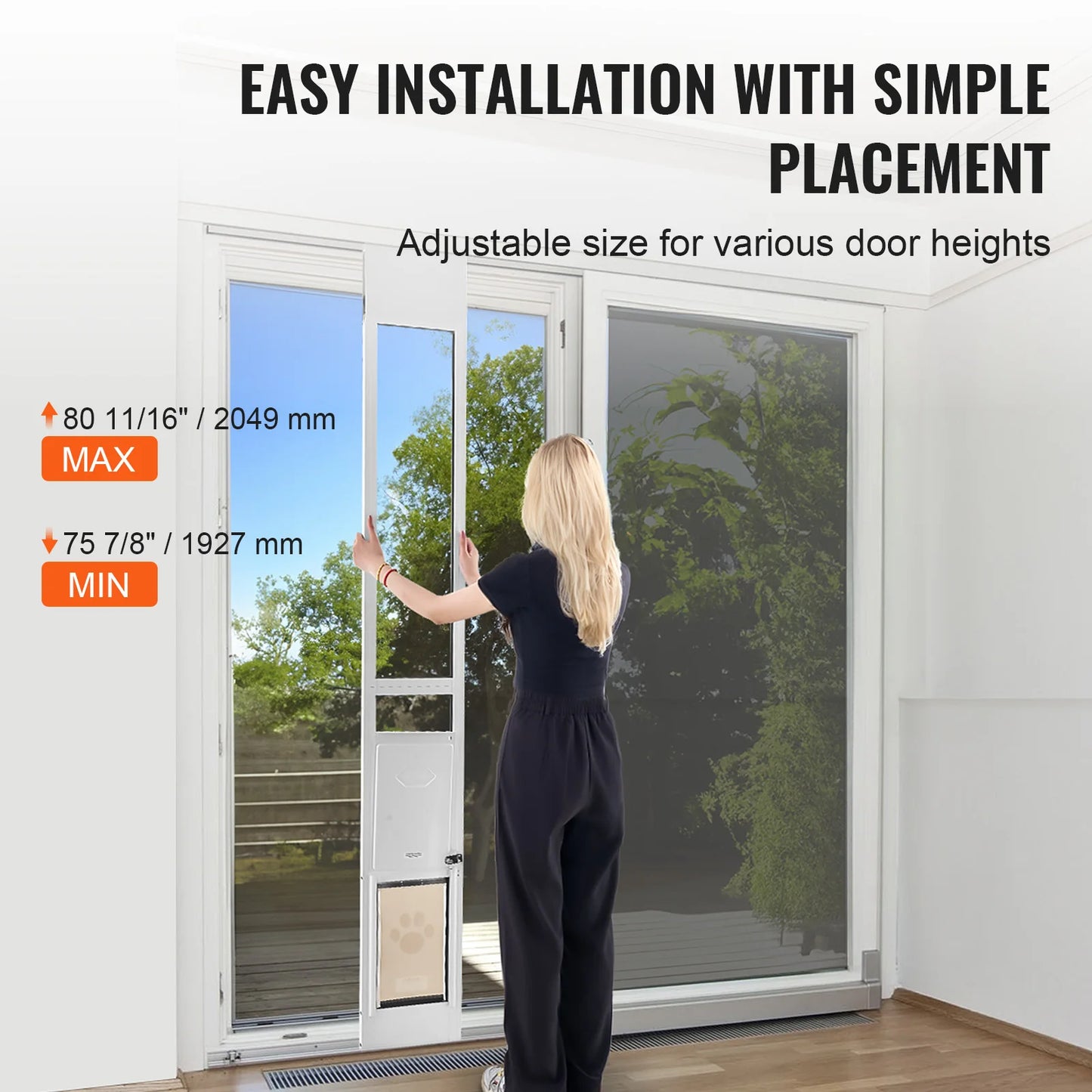 SucceBuy Sliding Glass Dog Door Adjustable Height Pet Door