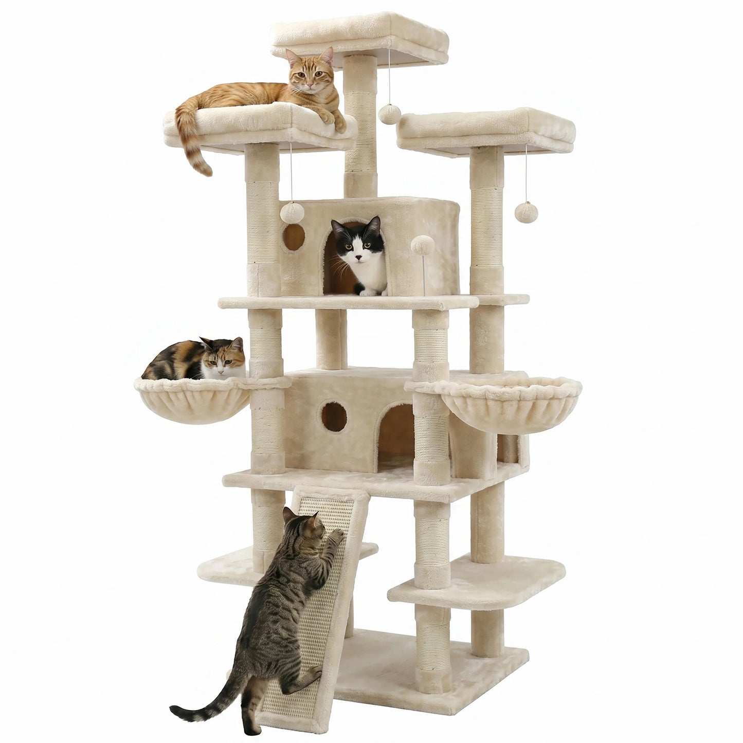 Multi Level Cat Tree Tower With Condos And Plush Perches