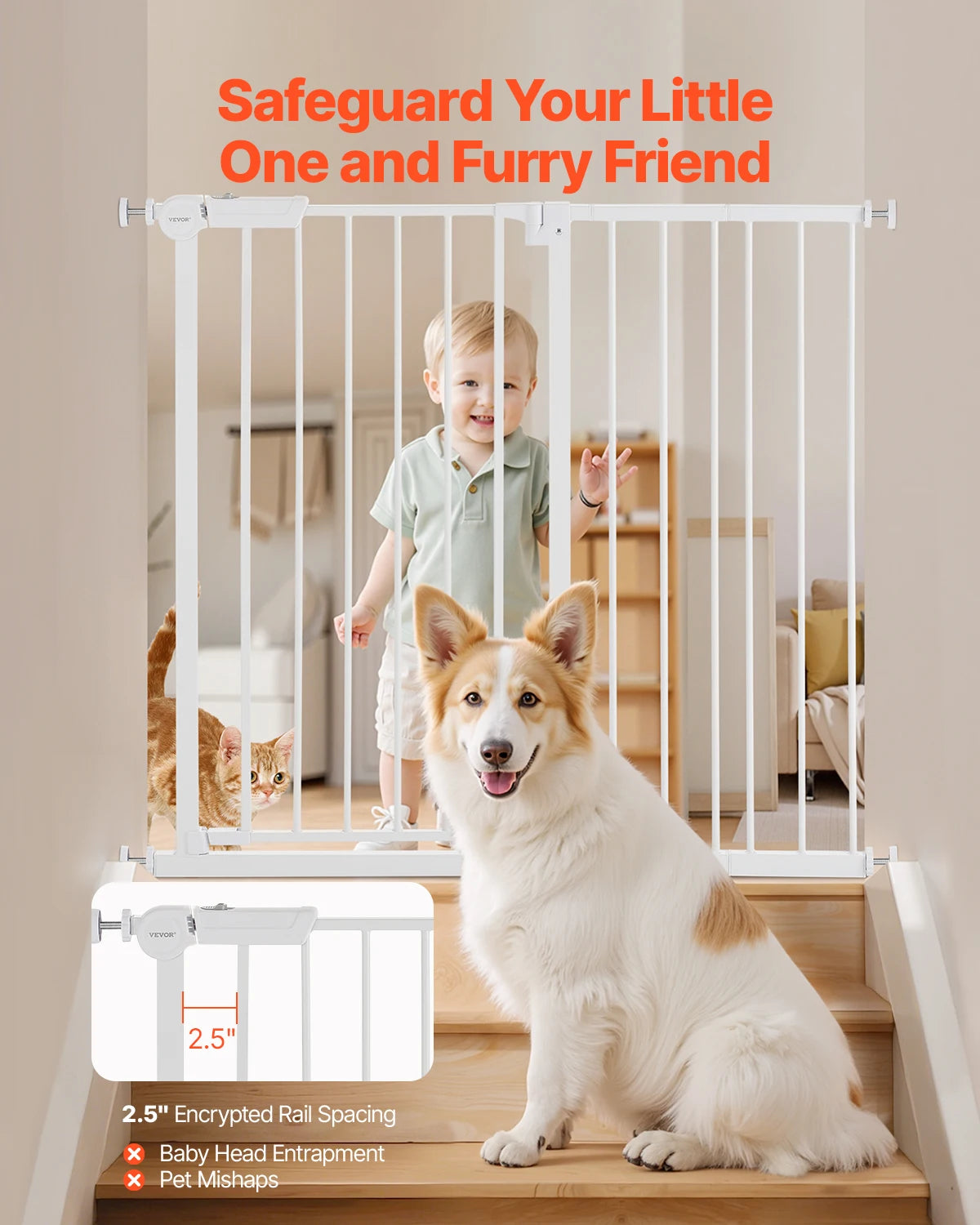 SucceBuy Baby Gate Walk Through Pressure Mount Safety Gate