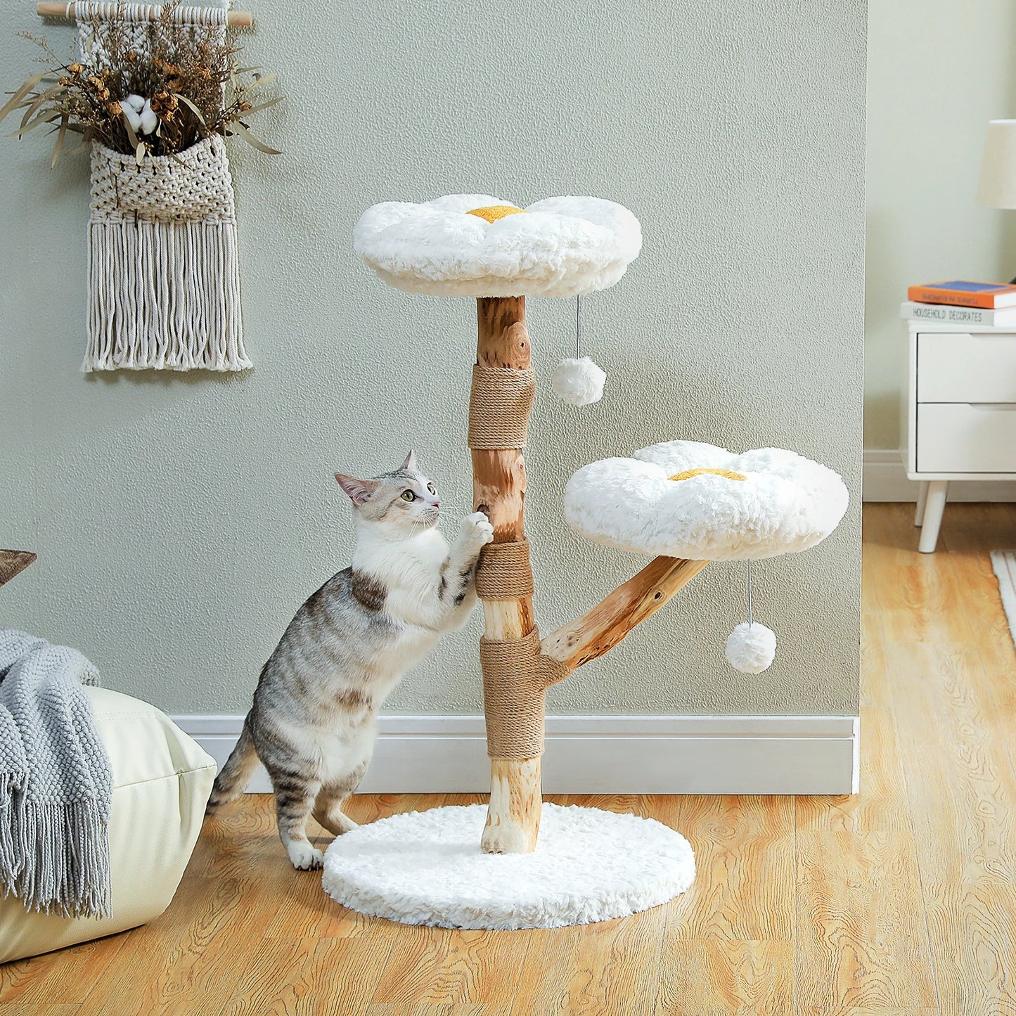 PAWZ Road Flower Cat Tower Sisal Scratching Posts Wood Perches