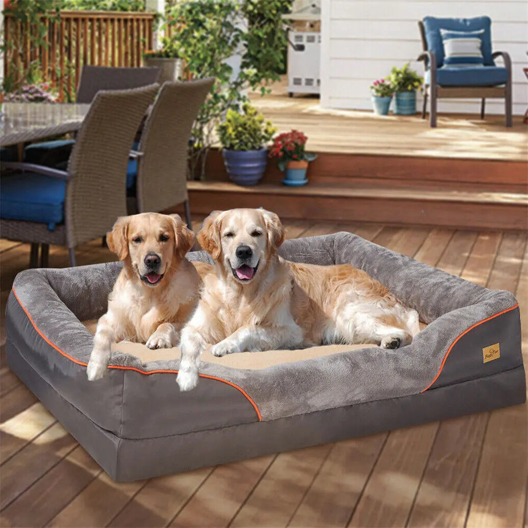 BINGOPAW Orthopedic Memory Foam Dog Bed Waterproof Bolstered Quilted