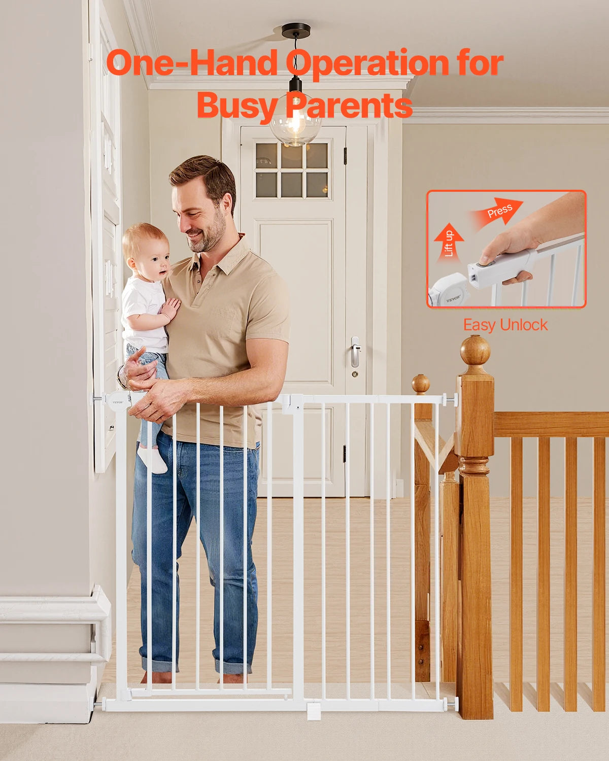 SucceBuy Baby Gate Walk Through Pressure Mount Safety Gate