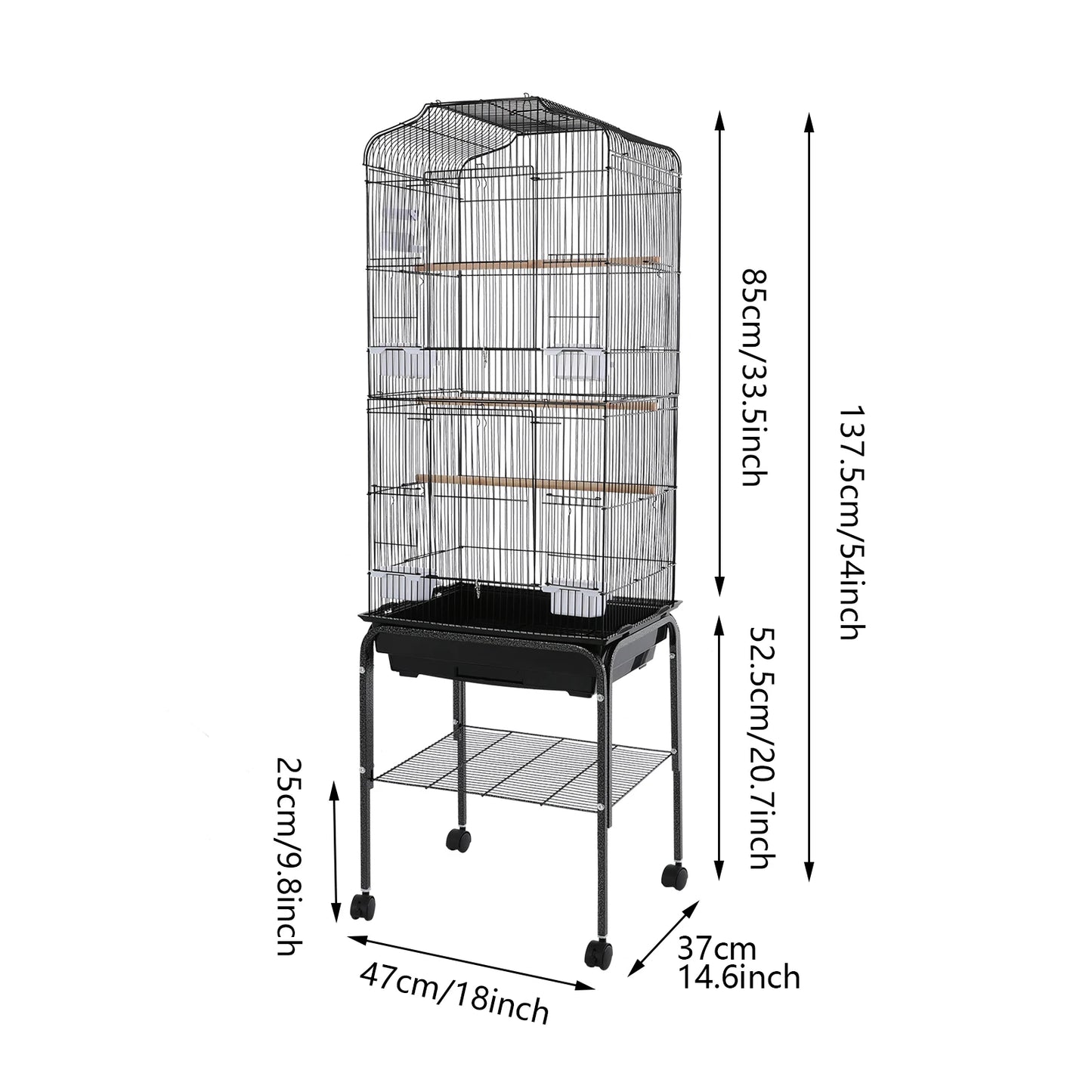 Bird Cage With Stand And Wheels For Cockatiels Parrots Finches