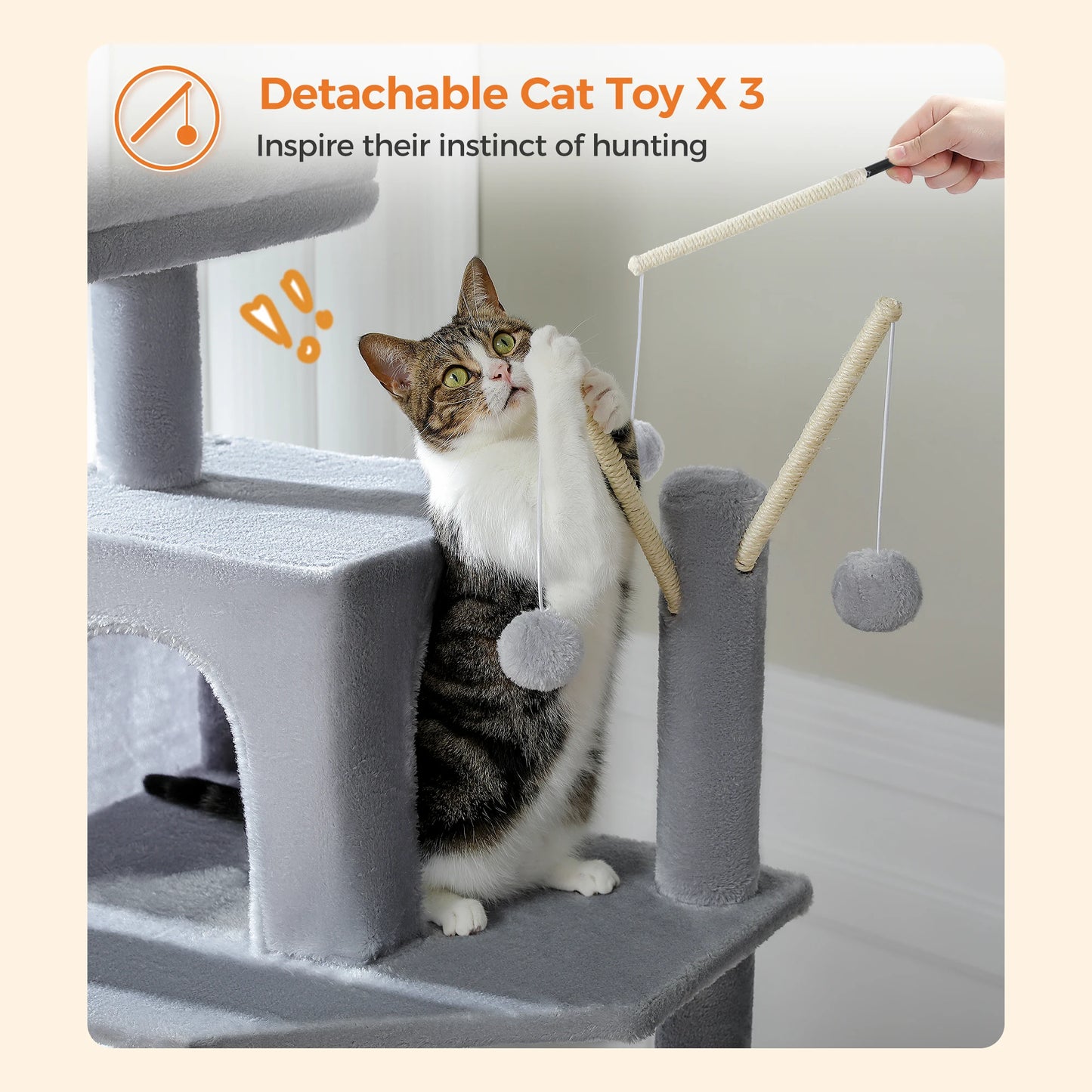 PETEPELA Cat Tree For Indoor Cats With Hammock And Scratching Post