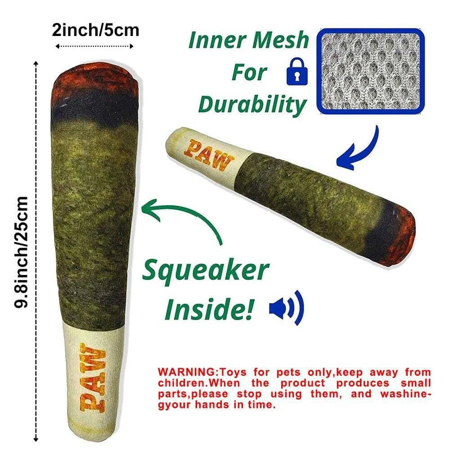 Cigar Design Plush Squeaky Interactive Dog Chew Toy