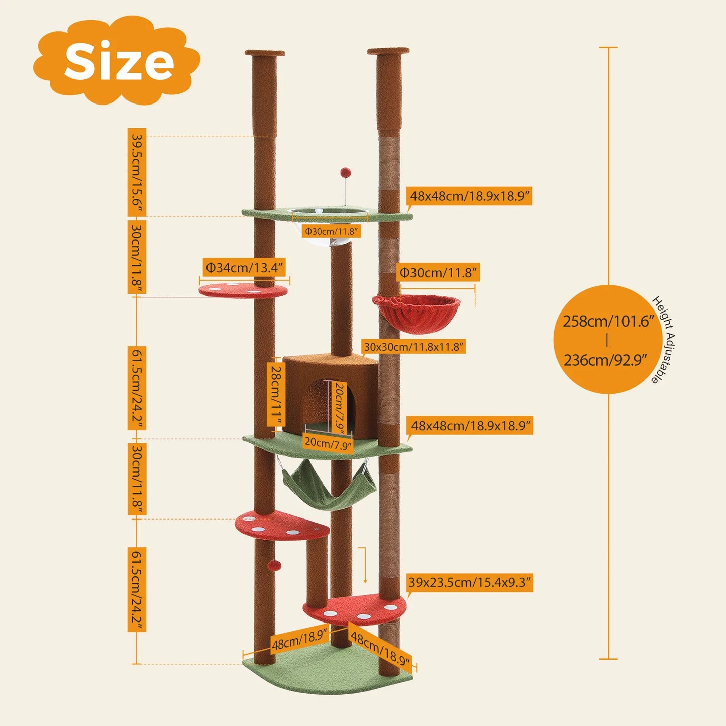 PAWZ Road Five Level Cat Tree With Scratching Posts