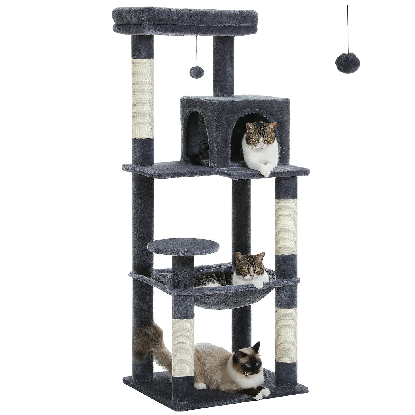 PEQULTI Multi Level Cat Tree With Scratching Posts And Cozy Hammock