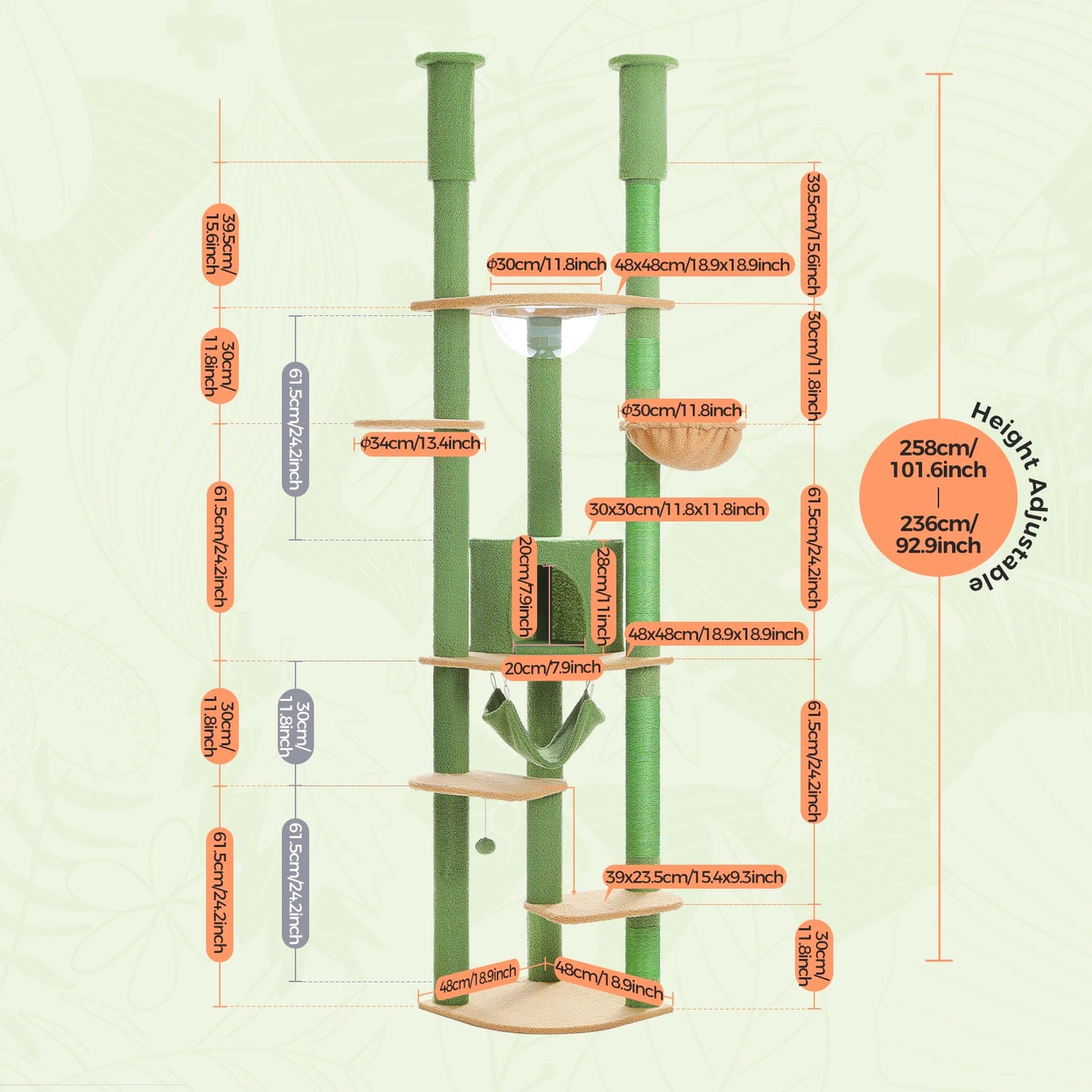 PAWZ Road Five Level Cat Tree With Scratching Posts