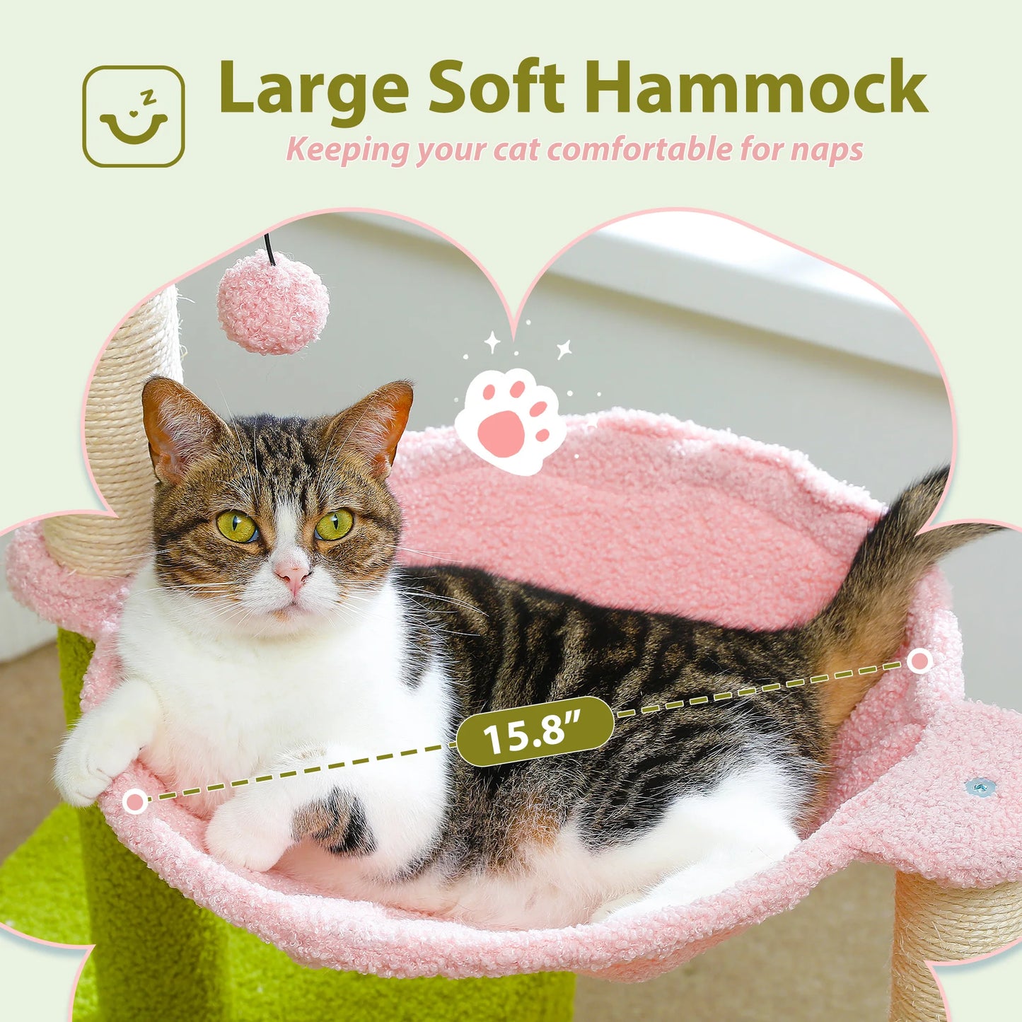PETEPELA Flower Cat Tree With Large Metal Frame Hammock
