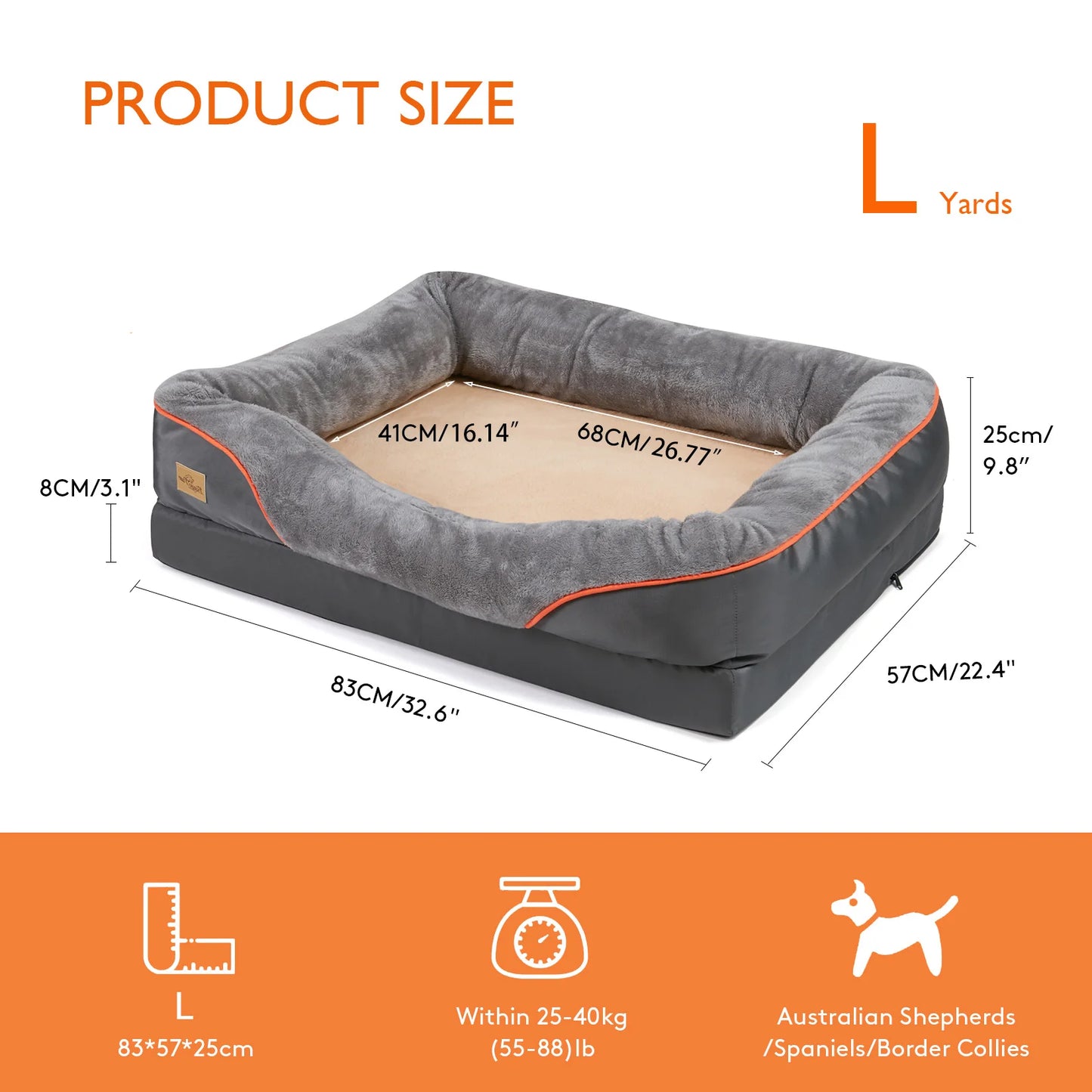 BINGOPAW Dog Bed With Removable Washable Cover Anti Allergy