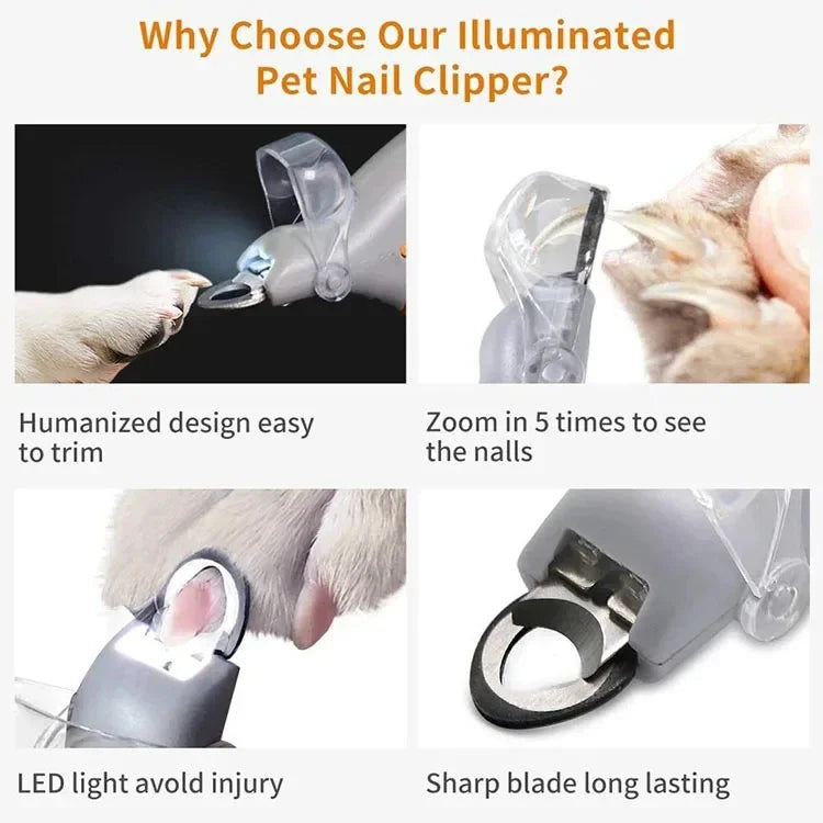 Professional Pet Nail Clipper With LED Light For Dogs And Cats
