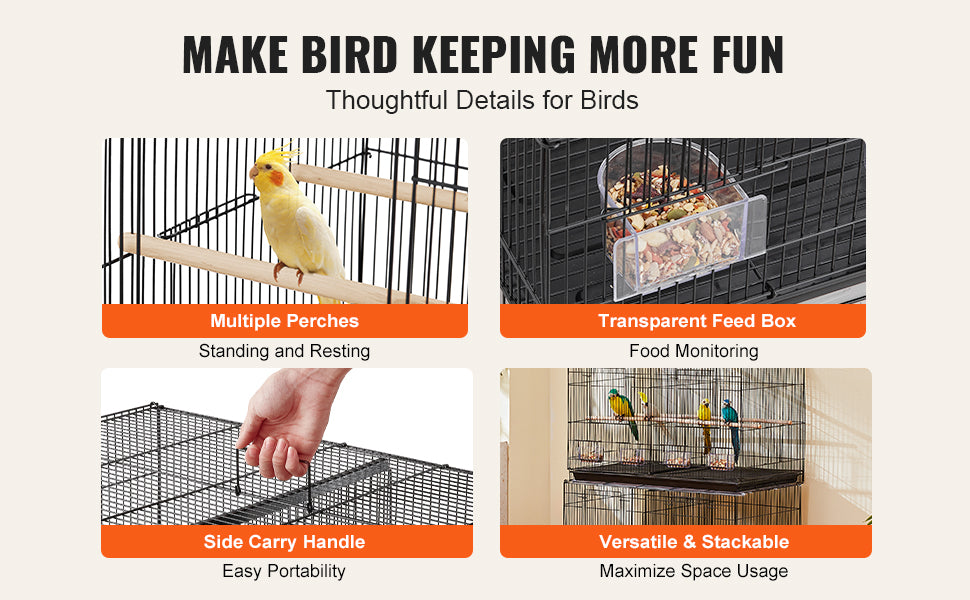 SucceBuy Stackable Divided Travel Bird Cage With Handle And Perch