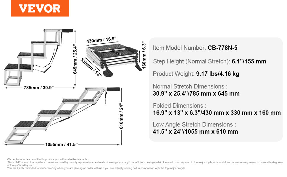 SucceBuy Foldable Aluminum Dog Car Steps Lightweight Portable Pet Ramp