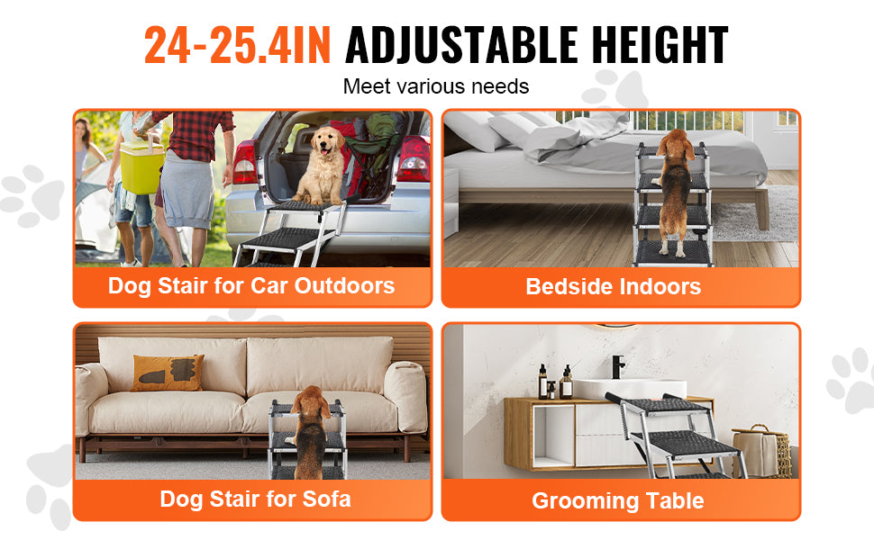 SucceBuy Foldable Aluminum Dog Car Steps Lightweight Portable Pet Ramp