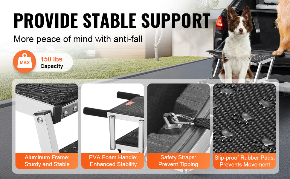 SucceBuy Foldable Aluminum Dog Car Steps Lightweight Portable Pet Ramp